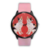 Japanese Bobtail Cat Print On Red Wall Wrist Watch