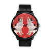 Japanese Bobtail Cat Print On Red Wall Wrist Watch