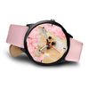 Chihuahua Dog On Pink Print Wrist Watch