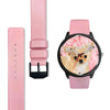 Chihuahua Dog On Pink Print Wrist Watch