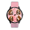 Basset Hound On Pink Print Wrist Watch