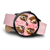 Basset Hound On Pink Print Wrist Watch