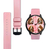 Basset Hound On Pink Print Wrist Watch