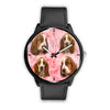 Basset Hound On Pink Print Wrist Watch