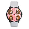 Basset Hound On Pink Print Wrist Watch