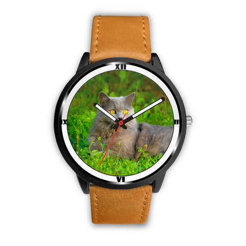 Lovely Chartreux Cat Nature Print Wrist Watch