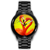 Flamingo Bird In Heart Shape Print Wrist Watch
