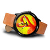 Flamingo Bird In Heart Shape Print Wrist Watch