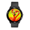 Flamingo Bird In Heart Shape Print Wrist Watch