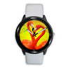 Flamingo Bird In Heart Shape Print Wrist Watch