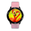 Flamingo Bird In Heart Shape Print Wrist Watch