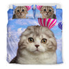 Scottish Fold Cat With Air Balloon Print Bedding Set