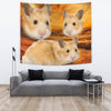 Golden Hamster On Yellow Print Tapestry