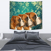 Boxer Dog On Blue Print Tapestry