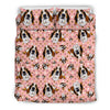 Basset Hound Dog Print Pink Bedding Set
