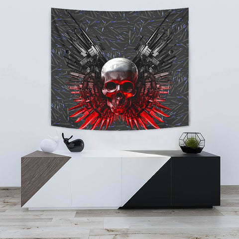 Gun And Skull Print Limited Edition Tapestry