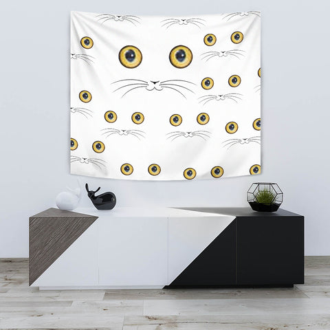 Cute Cat Face Print Tapestry