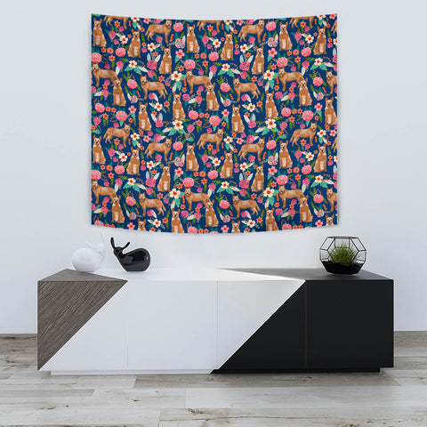 Australian Cattle Dog Floral Print Tapestry