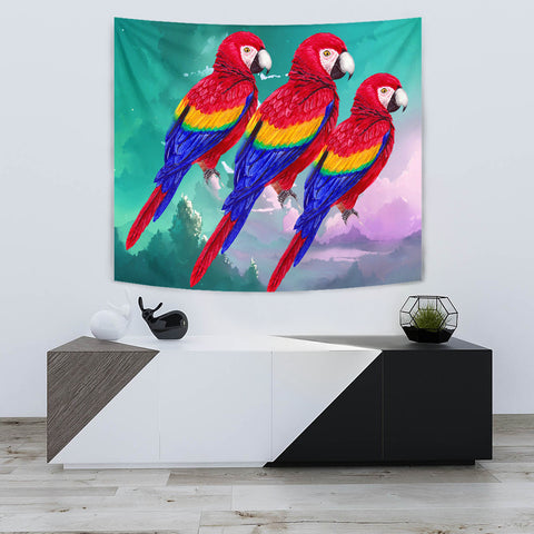 Scarlet Macaw Parrot Print Tapestry