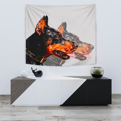 Doberman Pinscher Dog Vector Art Print Tapestry
