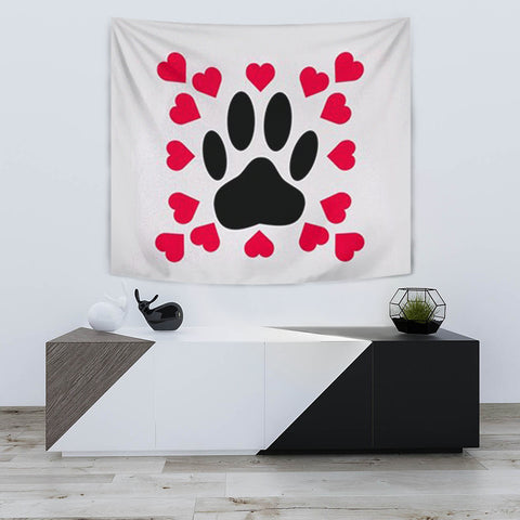 Dog Paws With Love Print Tapestry