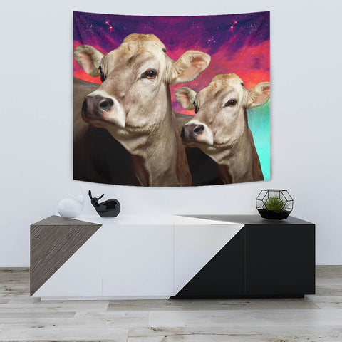 Brown Swiss Cattle (Cow) Print Tapestry