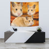 Golden Hamster On Yellow Print Tapestry