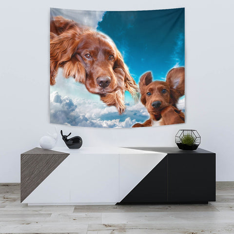 Irish Setter Dog On Blue Print Tapestry