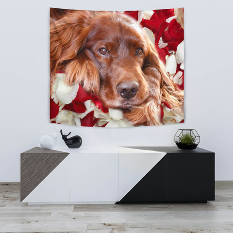 Irish Setter On Red Print Tapestry