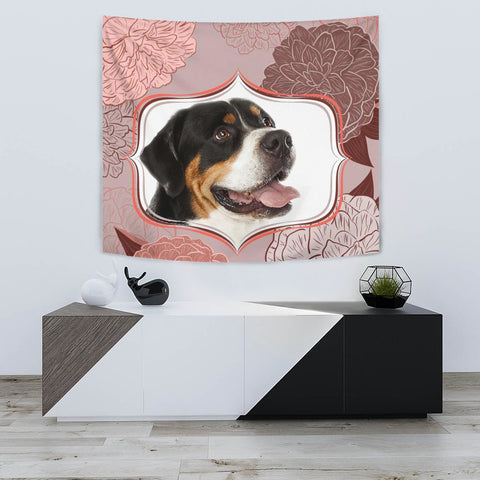 Greater Swiss Mountain Dog Floral Print Tapestry