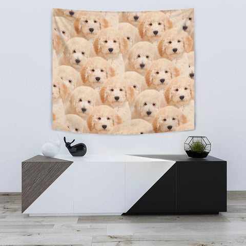 Golden Retriever In Lots Print Tapestry