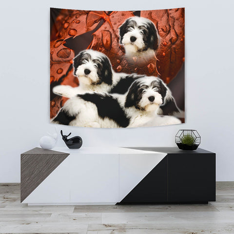 Cute Polish Lowland Sheepdog Print Tapestry