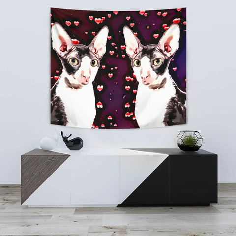 Cornish Rex Cat Love Print Tapestry