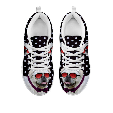 Cute Pug Dog Glasses With Tie Print Running Shoes For WomenFor 24 Hours Only