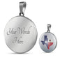 Pug Dog Texas Print Circle Pendant Luxury Necklace