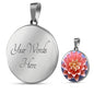Paper Flower Print Circle Pendant Luxury Necklace