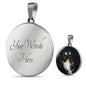 Black Saluki Dog Print Circle Pendant Luxury Necklace