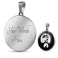 Siberian Husky Dog Print Circle Pendant Luxury Necklace