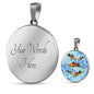 Green Swordtail Fish Print Circle Pendant Luxury Necklace