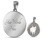 Cute Middle White Pig Print Circle Pendant Luxury Necklace