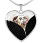 Dalmatian Dog Art Print Heart Charm Necklaces