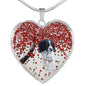 English Springer Spaniel Print Heart Pendant Luxury Necklace