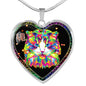Colorful Cat Print Heart Charm Necklaces