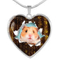 Syrian Hamster Print Heart Charm Necklaces