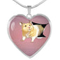 Lovely Hamster Print Heart Charm Necklaces