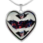 American Flag Skull Print Heart Charm Necklaces