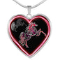 Horse Pink Art Print Heart Charm Necklaces