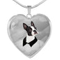 Boston Terrier Print Heart Charm Luxury Necklace
