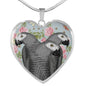 African Grey Parrot Print Heart Pendant Luxury Necklace