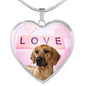 Cute Rhodesian Ridgeback Dog Print Heart Pendant Luxury Necklace